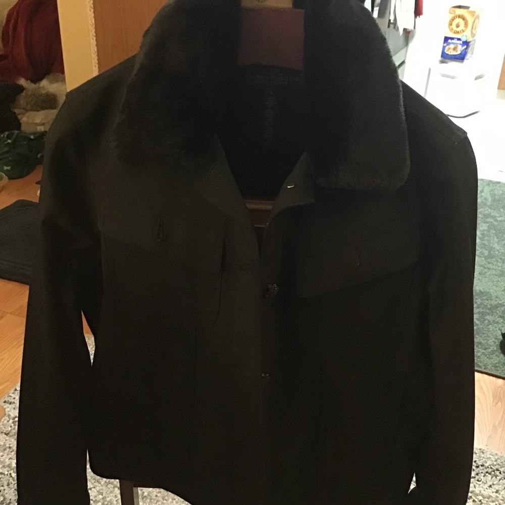 Ladies lauren jeans company black denim jacket size large